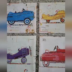 IKEA Colorful Kids Car Airplane Themed Canvas Art Set 4 Prints
